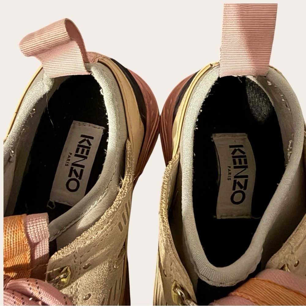 KENZO Women's Pastel Green and Pink Chunky Low-Top Sneakers - Picture 3 of 11